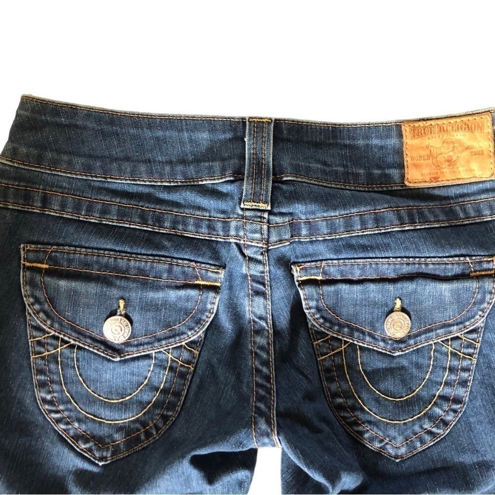 VTG True Religion Joey Boot Low Rise Flare Jean Sz. 26X28 Med. Wash Boho